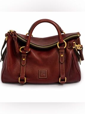 Rare Dooney Bourke Florentine Large Satchel Crimson Leather Bag EUC